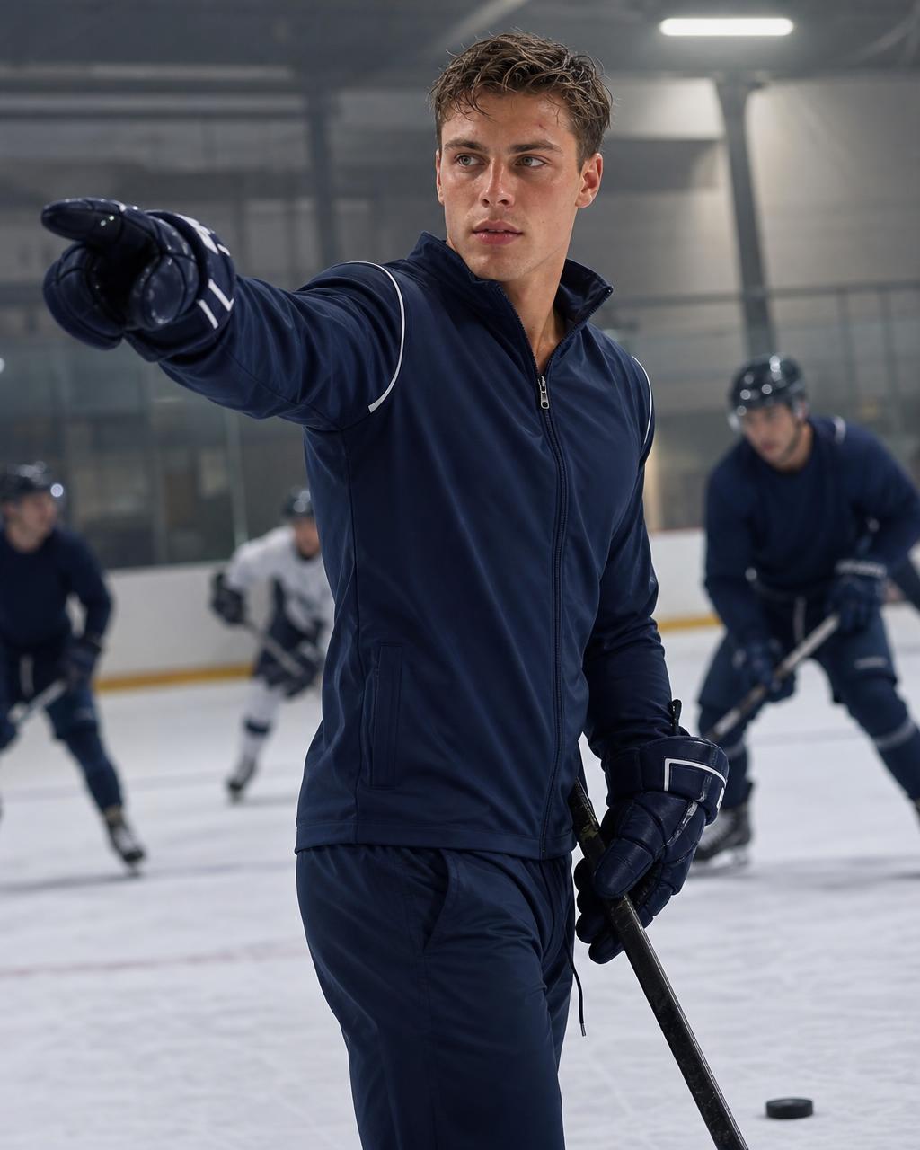 Competence scene with Connor, university hockey captain.
