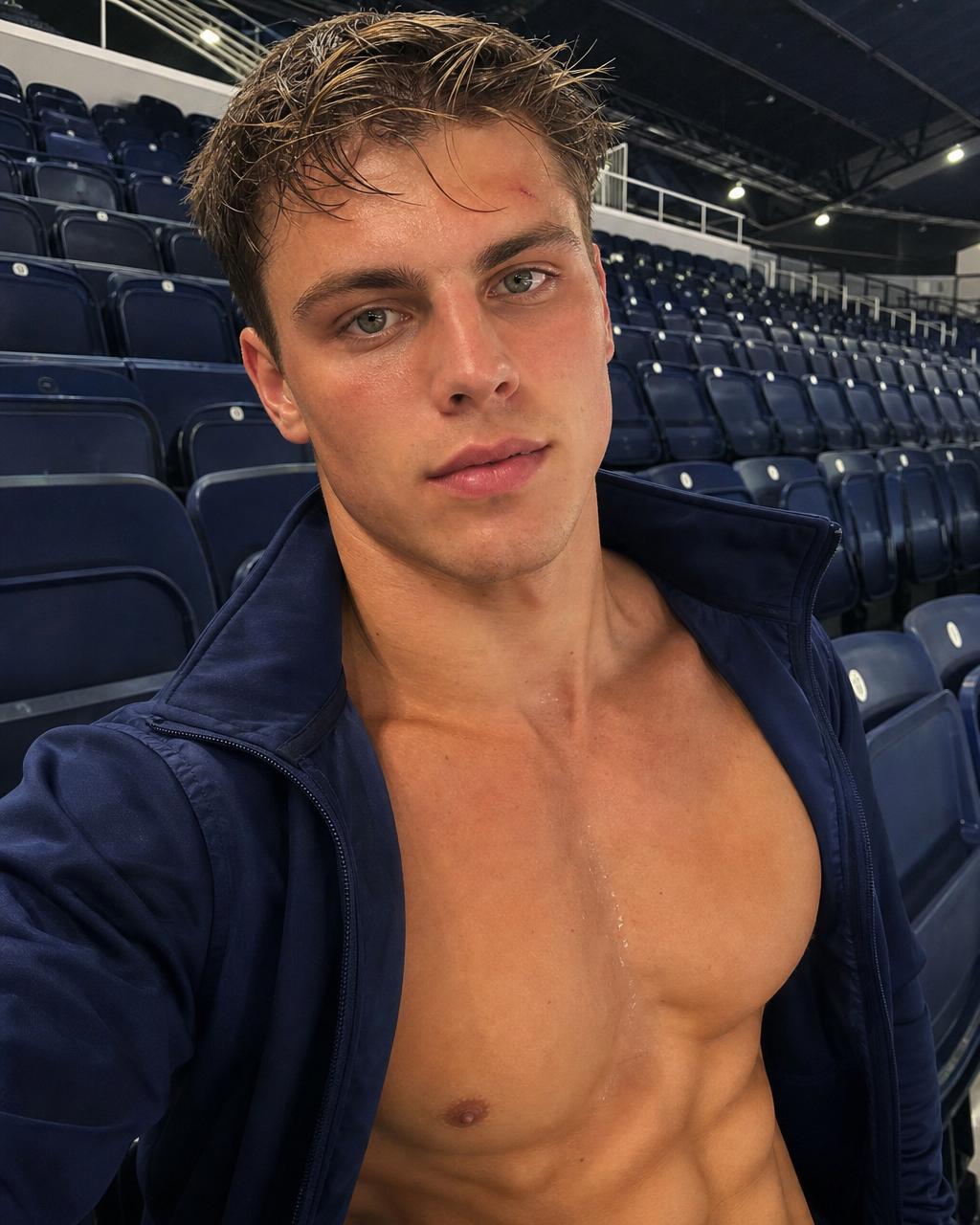 Identity portrait of Connor, university hockey captain.